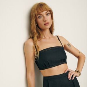 Reformation Violet Linen Top Black